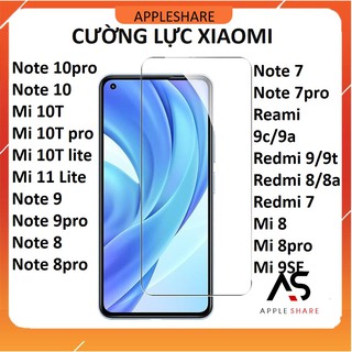 Kính cường lực Xiaomi Redmi Note 10/Note 9/Note 8/Note7/Pro/Mi 11 lite/10T/9T/9C/9A/9s/8A/9 SE... trong suốt