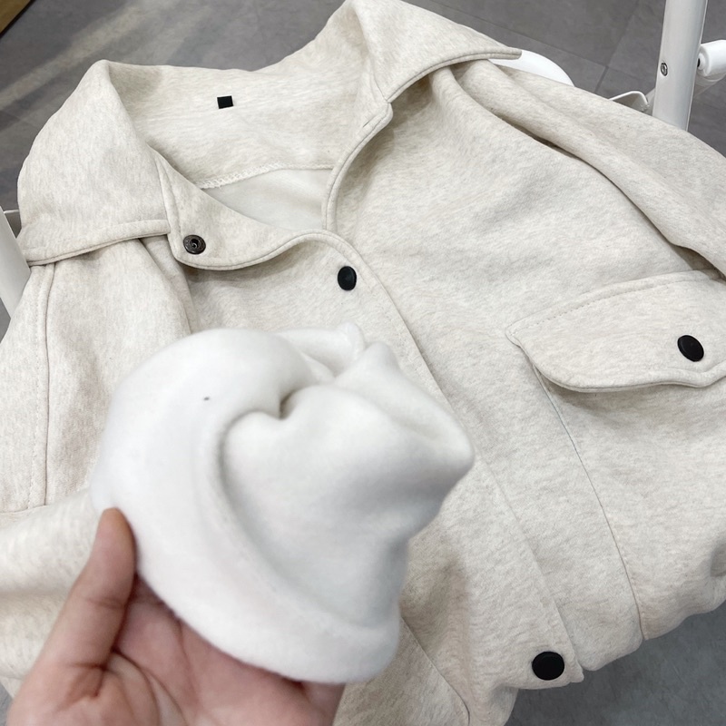 áo khoác nỉ nút kem trơn unisex ảnh thật SSSTore ( nam nữ mặc đều được) | BigBuy360 - bigbuy360.vn