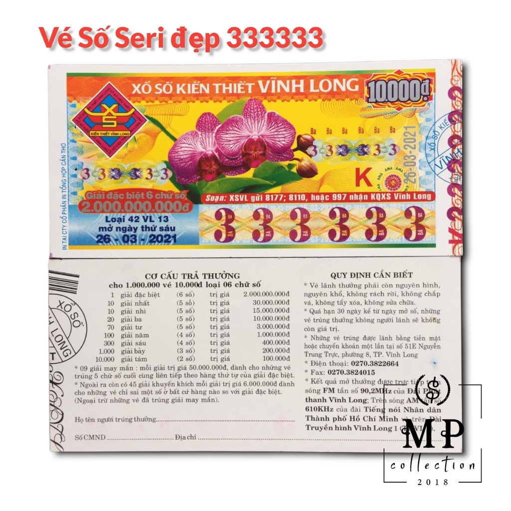 Vé Số Việt Nam Seri Đẹp full 333333 Các Tỉnh [Vé Số Xưa Sưu Tầm].