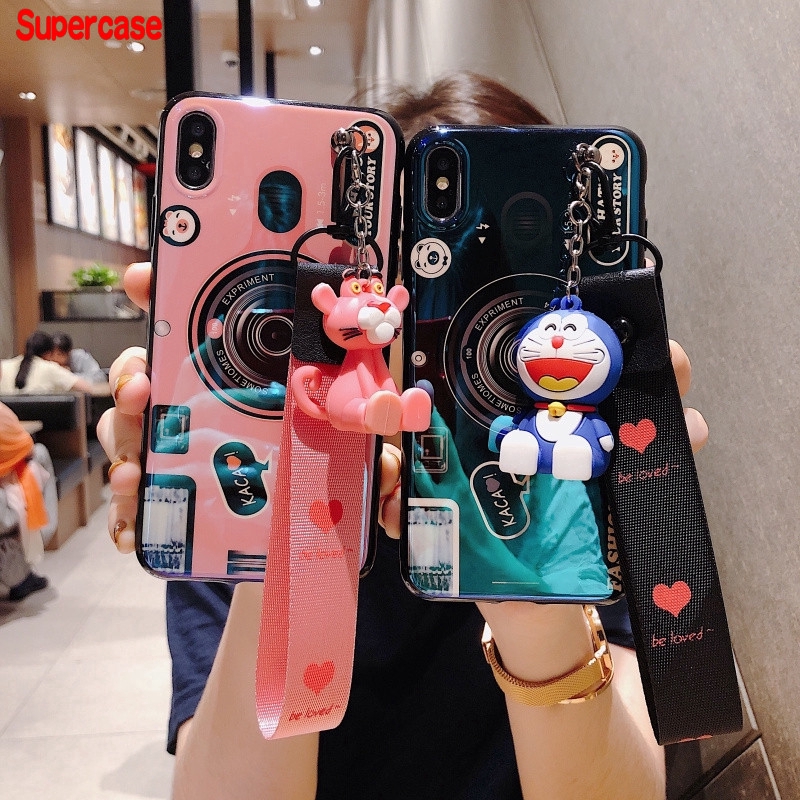 Ốp điện thoại + dây đeo hình Doraemon cho OPPO A9 A5 2020 Reno2 Reno 2f 2 Z 10X zoom