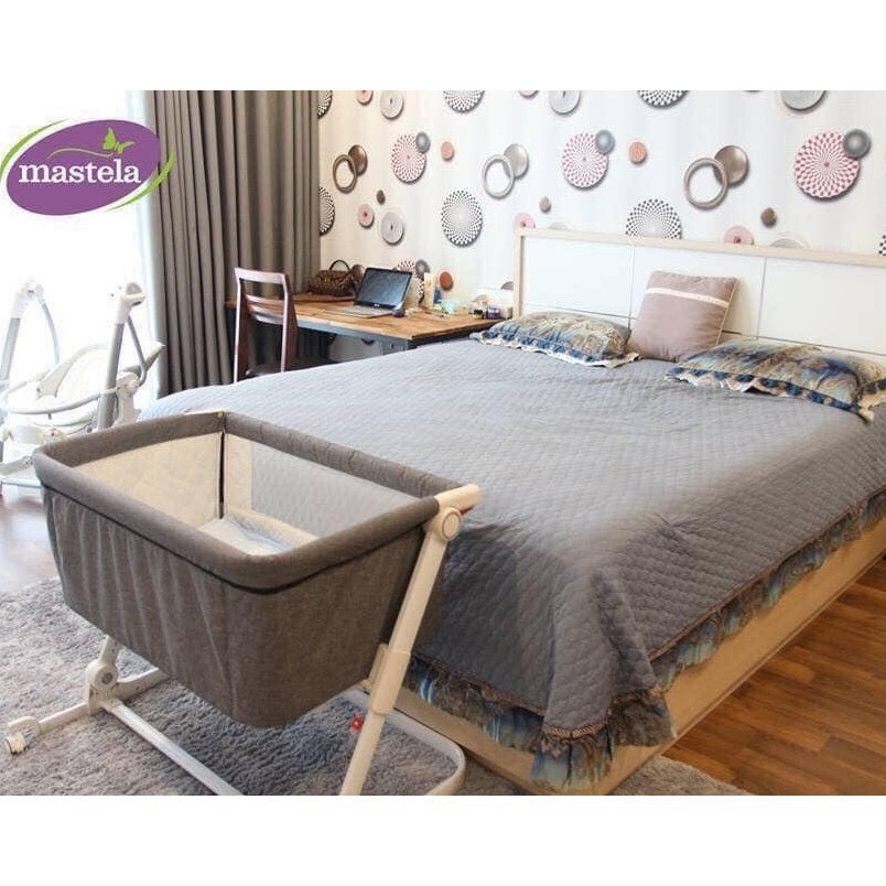 Nôi cũi ghép chung giường bố mẹ có thể gập gọn và nâng hạ độ cao Mastela PL506 - tiêu chuẩn ASTM Mỹ