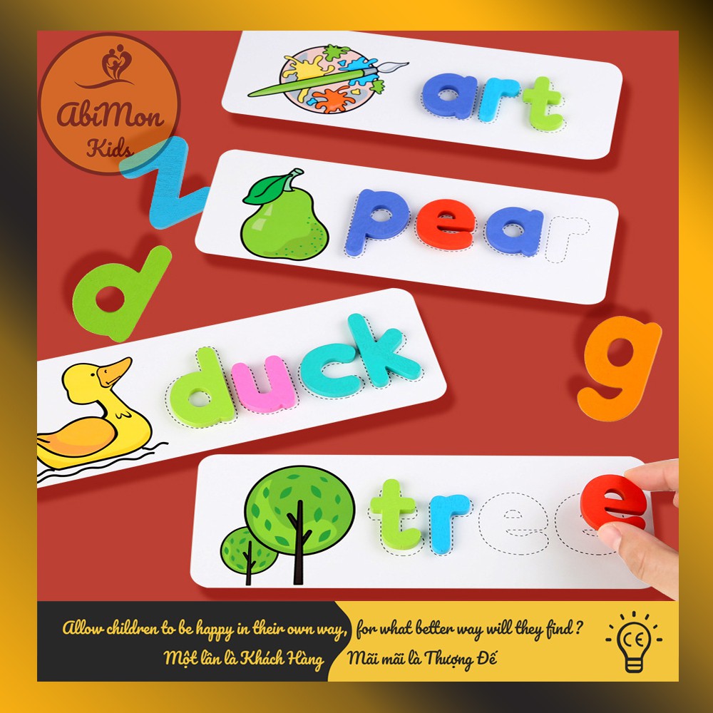 🌻 Spelling Game - Bộ Ghép Chữ Tiếng Anh Cho Bé ☘️ Montessori cao cấp ✨ (Đồ chơi Gỗ - Giáo Dục - An toàn - Thông minh)