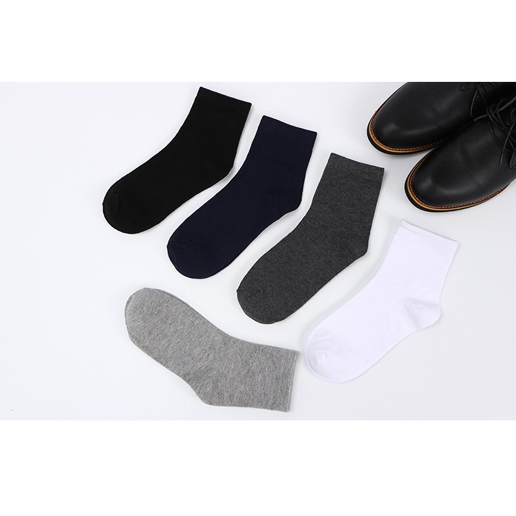 Tất vớ nam nữ 10 đôi cổ cao, vải bông cotton cao cấp, khử mùi tốt
