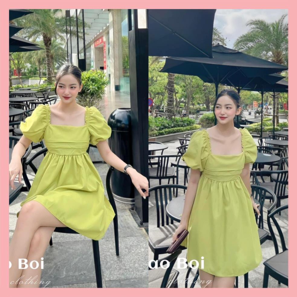 Váy  Babydoll Thô Nơ Sau Tay Phồng 5 Màu Siêu Xinh Có Ảnh Thật Kèm Video sang chảnh