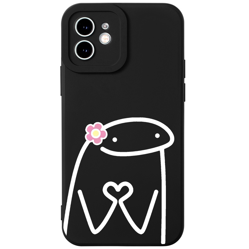 Ốp lưng JURSUE hoạt hình cặp đôi dễ thương đẹp đen Cho iPhone 14 13 12 11 Pro Max SE 2020 X XR XS 8 7 ip 6S 6 Plus Y2328