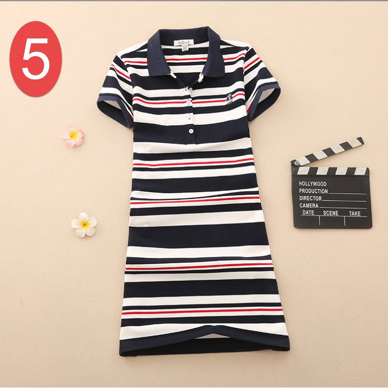 Váy polo kẻ ngang trẻ trung chất đẹp | BigBuy360 - bigbuy360.vn