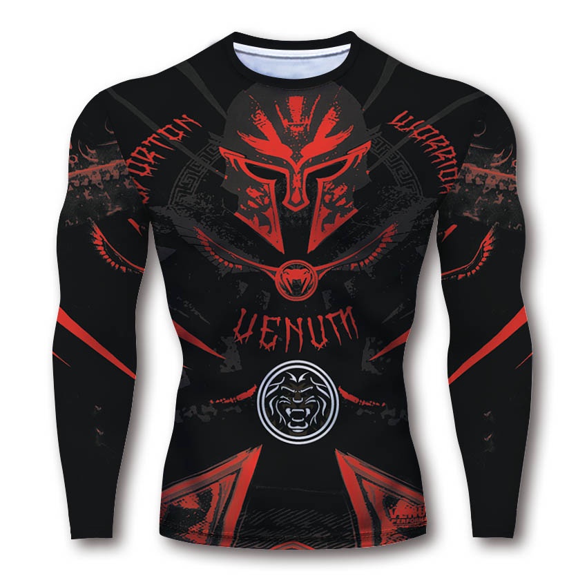 Áo thun thể thao HUQISHA tay dài in nhiều hoa văn chất liệu nhanh khô cho nam