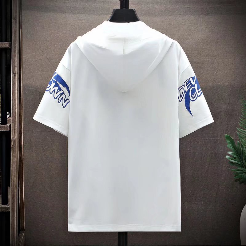 Áo Thun Tay Ngắn Có Mũ Trùm Đầu Phong Cách Thời Trang Nhật Bản Cho Nam Giới Có size Lớn [M-5XL]