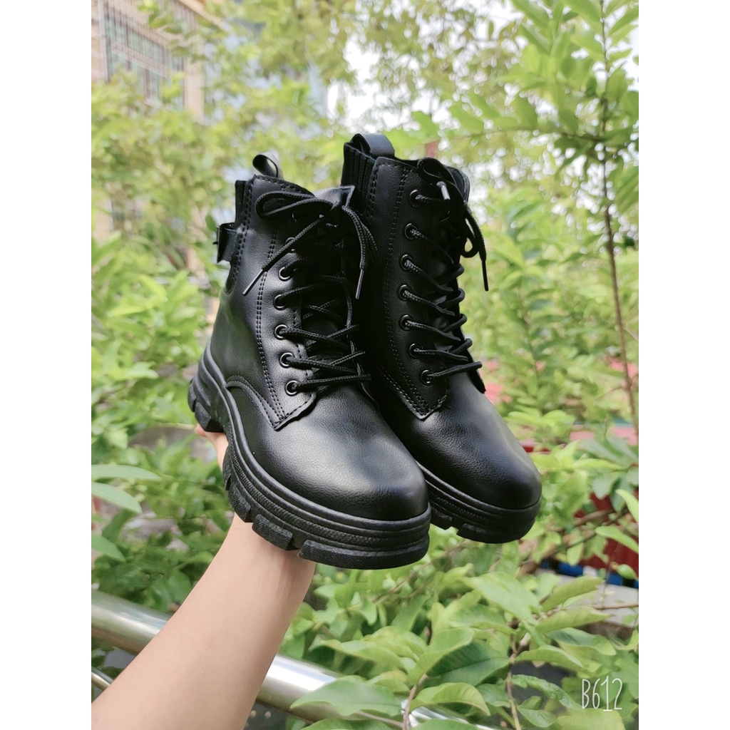 Giày bốt chiến binh, giày bốt ullzang, BỐT CHUN CỔ LỬNG KÈM ĐAI- TB2206