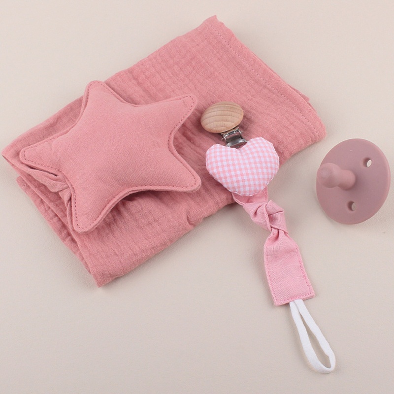 Bộ 3 Khăn Cotton Mềm Mịn Kẹp Núm Vú Giả / Núm Vú Giả Dễ Thương Cho Bé Sơ Sinh
