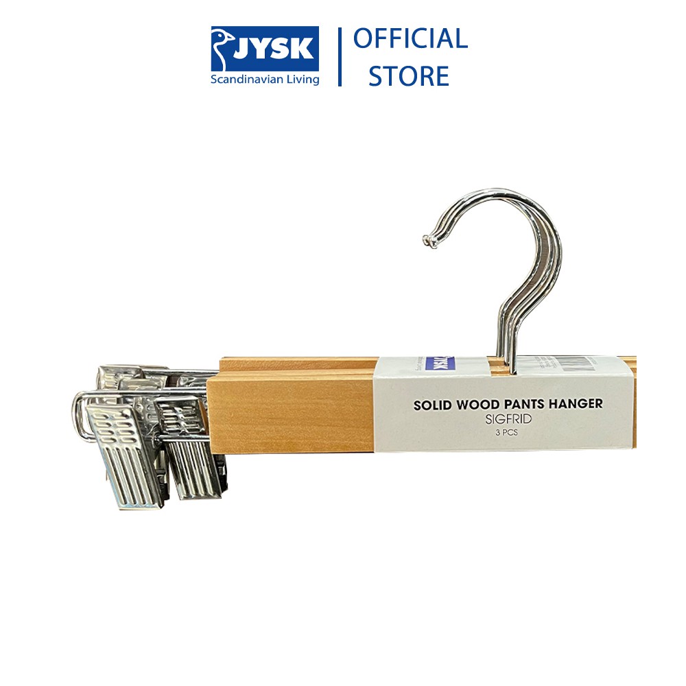 Bộ 3 móc kẹp quần váy | JYSK Sigfrid | gỗ tự nhiên | R33xD1.2xC12cm