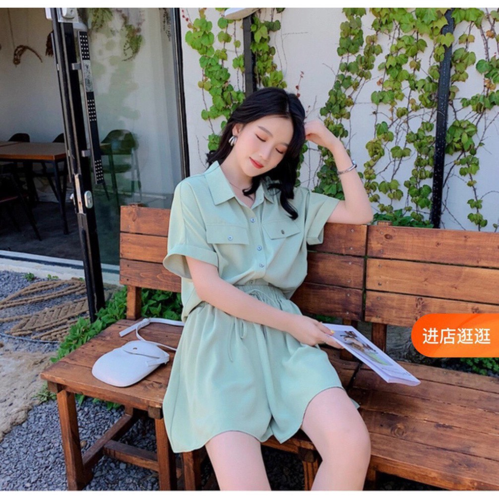 Sét áo đũi sơ mi cổ đức 2 màu siu xinh luôn ạ - Chất đũi  trơn QC siu mát  Quần from rộng trẻ trung mặc cực thoải mái ul