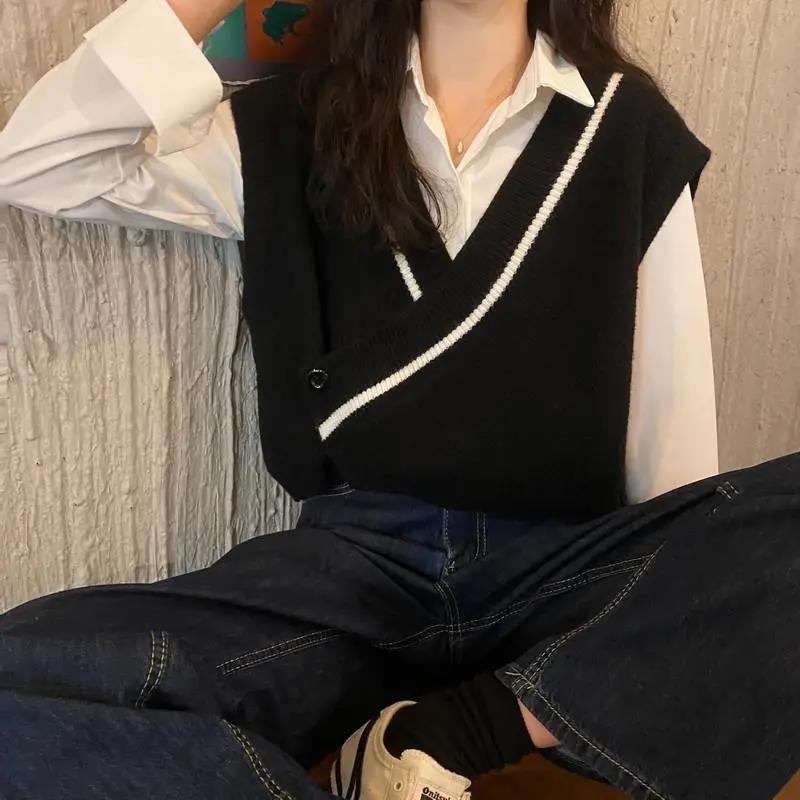 Áo Khoác Cardigan Dệt Kim Không Tay Cổ Chữ V Dáng Rộng Phong Cách Hàn Quốc Thời Trang Mùa Đông | BigBuy360 - bigbuy360.vn