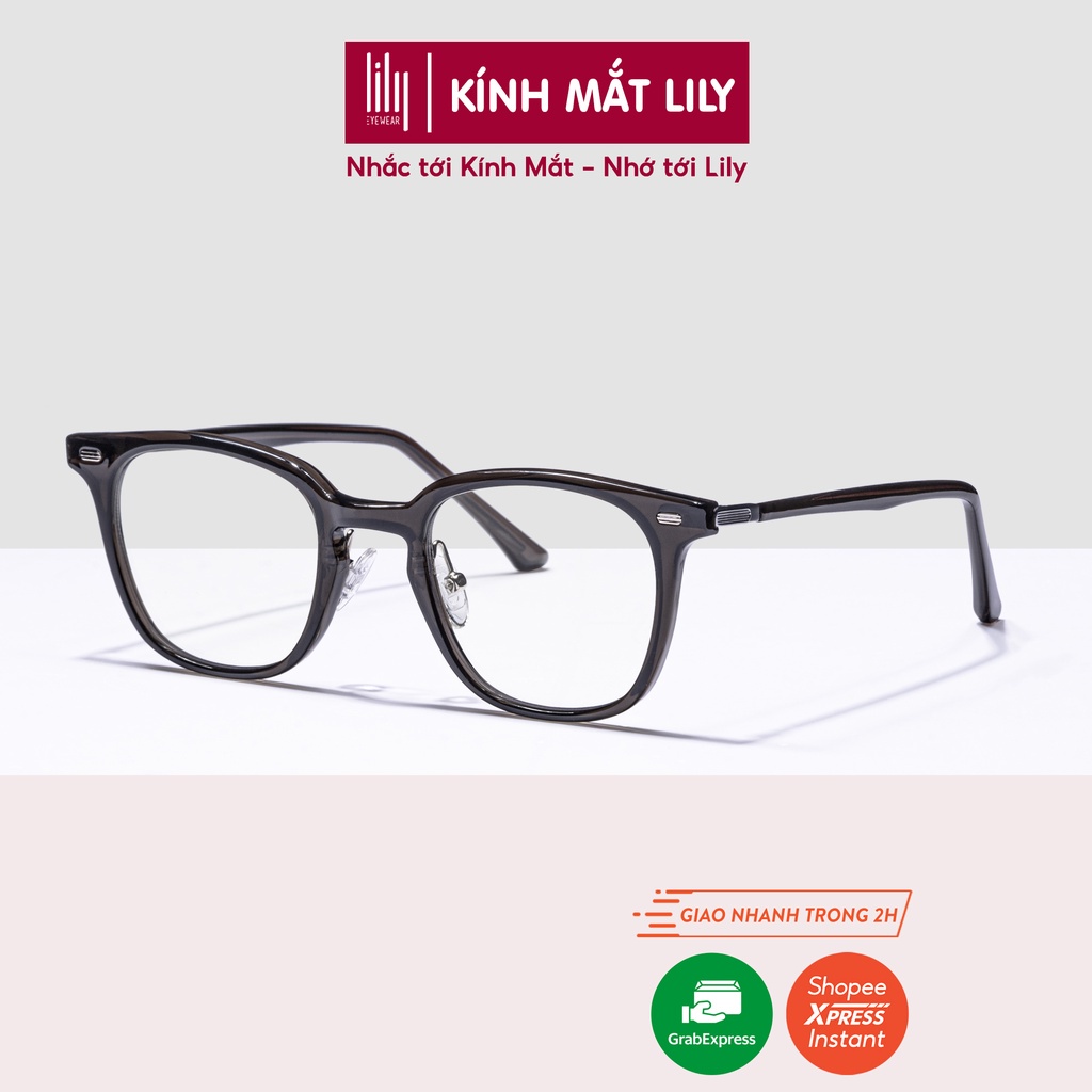 Kính gọng vuông nam nữ LILYEYEWEAR chất liệu nhựa dày dặn mắt giả cận thiết kế thời trang 21151
