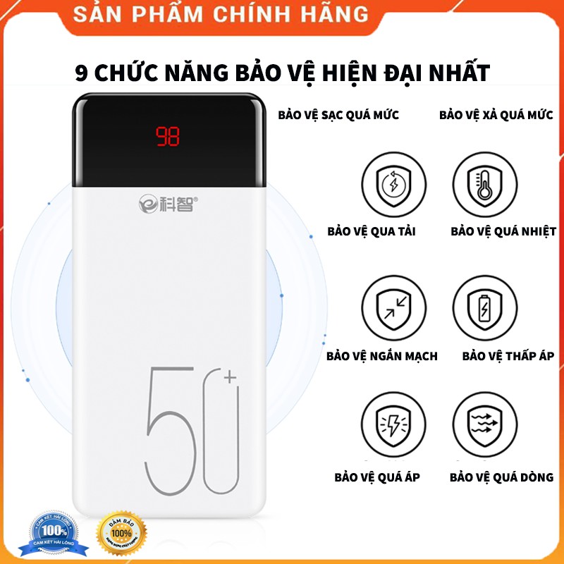 Siêu Pin Sạc Dự Phòng 50000MAH KZ500 Sạc Cùng Lúc 4 Thiết Bị Hỗ Trợ Sạc Nhanh 2 Chiều Dung Lượng Chuẩn