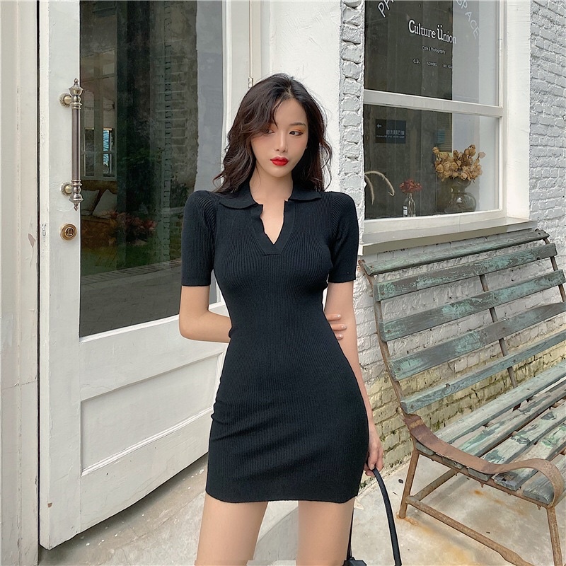 Váy body dệt kim polo