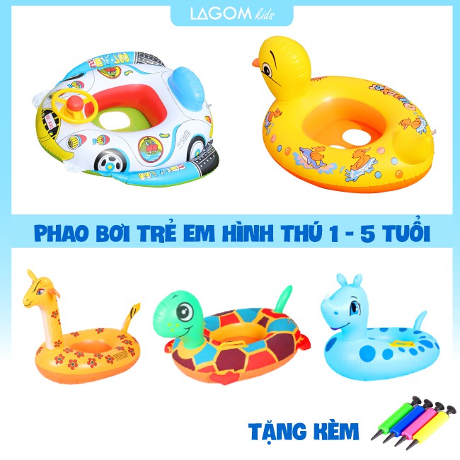 Phao Bơi Trẻ Em Hình Thú Dễ Thương Cho Bé Từ 1-5 tuổi [ Tặng Kèm Bơm Tay]