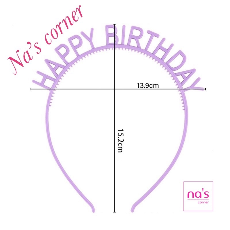 Băng đô cài tóc bờm nhựa Happy Birthday chúc mừng sinh nhật xinh xắn dễ thương