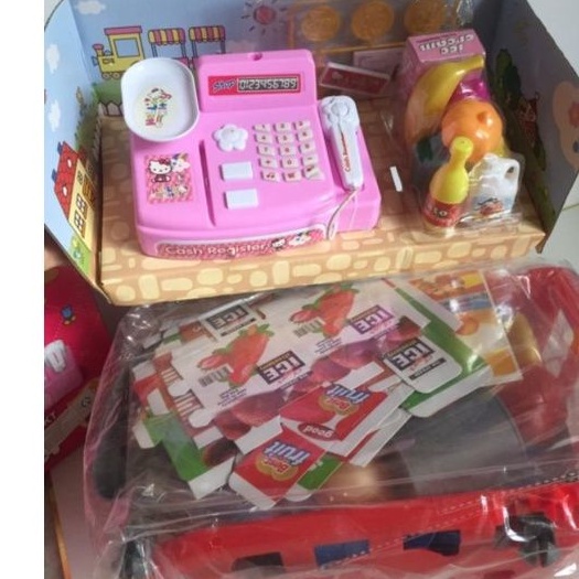 Hộp đồ chơi máy tính tiền siêu thị mèo hello kitty
