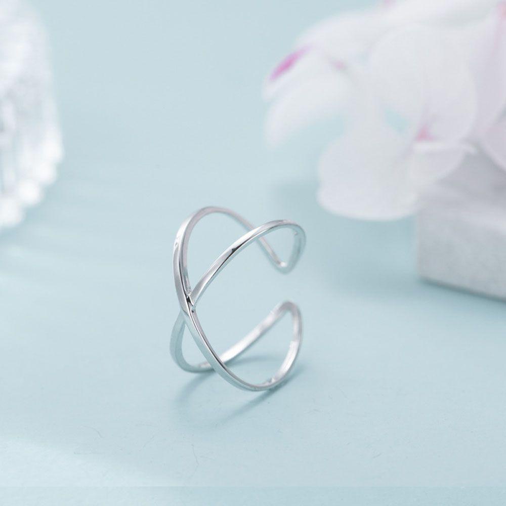 QQMALL Nhẫn Thiết Kế Chữ X Có Thể Điều Chỉnh Kích Cỡ