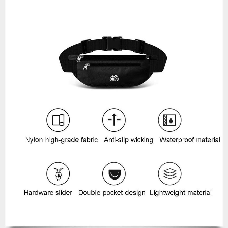 Túi Thể Thao Đeo Hông Có Khóa Kéo Chống Thấm Nước Thời Trang Cho Nam Và Nữ