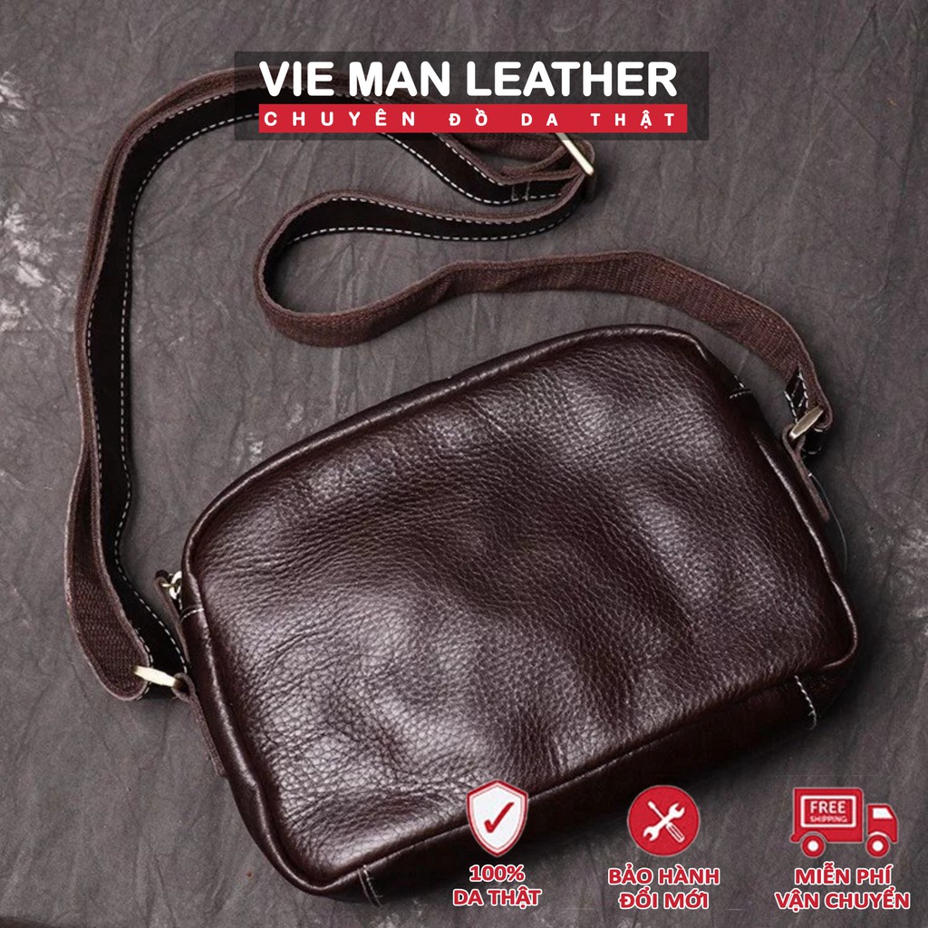 TÚI ĐEO CHÉO NHỎ MESSENGER NAM NỮ DA BÒ - 1555750 - Da thật 100%