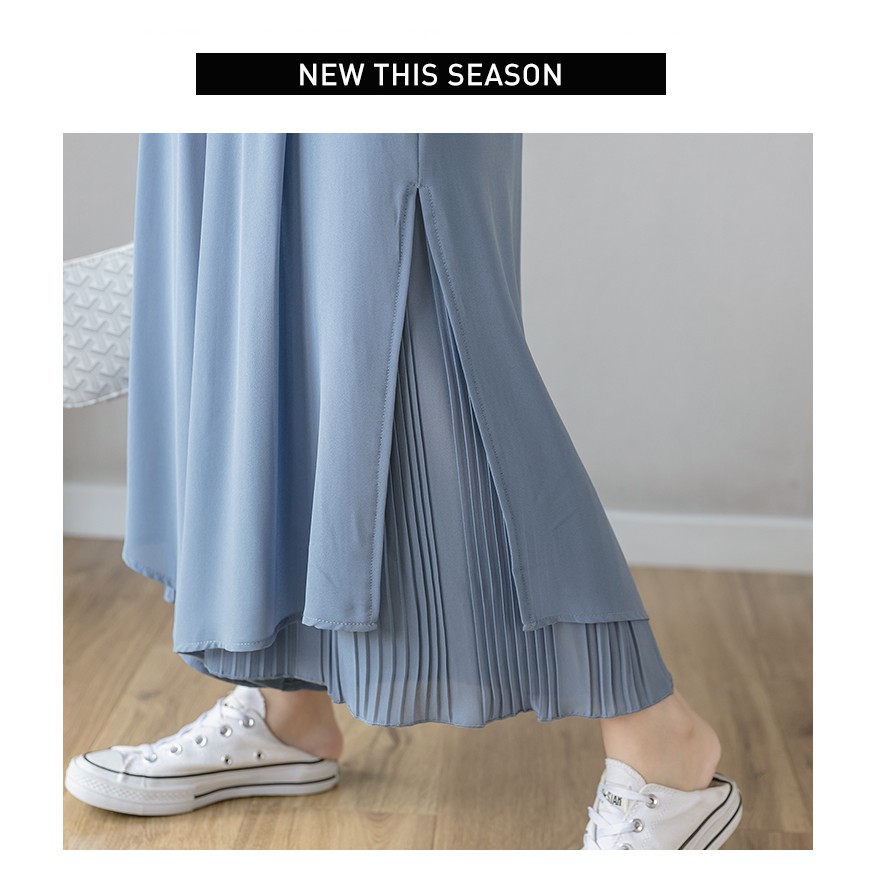 Quần culottes nữ voan ống rộng cạp cao - Chất liệu voan mỏng tôn dáng - Mã QD0902