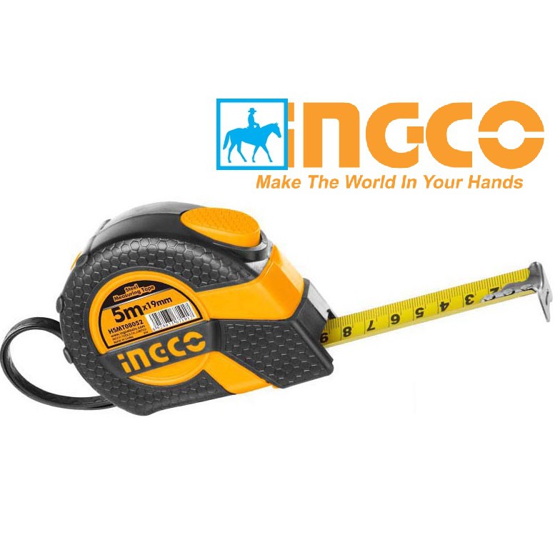 INGCO Thước Cuộn 5 Mét Thép Nền Vàng 5m x 19mm HSMT08052