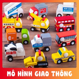 set mô hình đồ chơi 12 xe gỗ Nhật