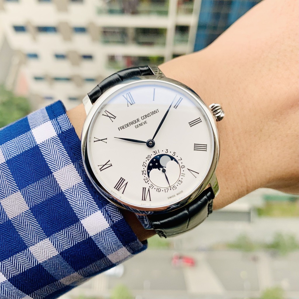 Đồng hồ nam chính hãng Frederique Constant MoonPhase White 705WR4S6 - Máy cơ tự động - Kính Sapphire