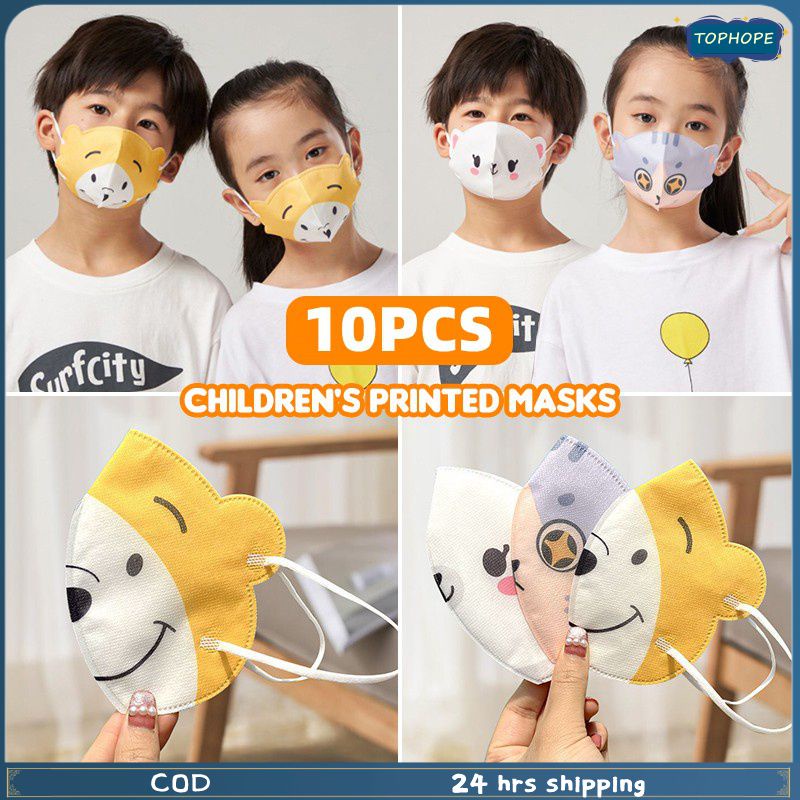Hello Kitty Dễ Thương Hình Trẻ Em Mặt Nạ Xanh Dương Trắng Hồng 3D Ba Chiều Khẩu Trang KT Mèo 3 Lớp dùng Một Lần Mặt Nạ 10 Chiếc ↑Tophope