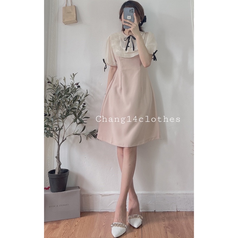 Váy đầm tiểu thư cổ viền bèo dáng xoè nhẹ nhàng