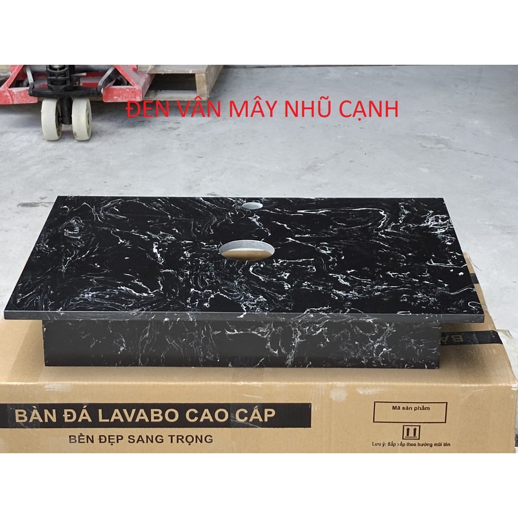 Bàn đá lavabo đen nhũ cạnh