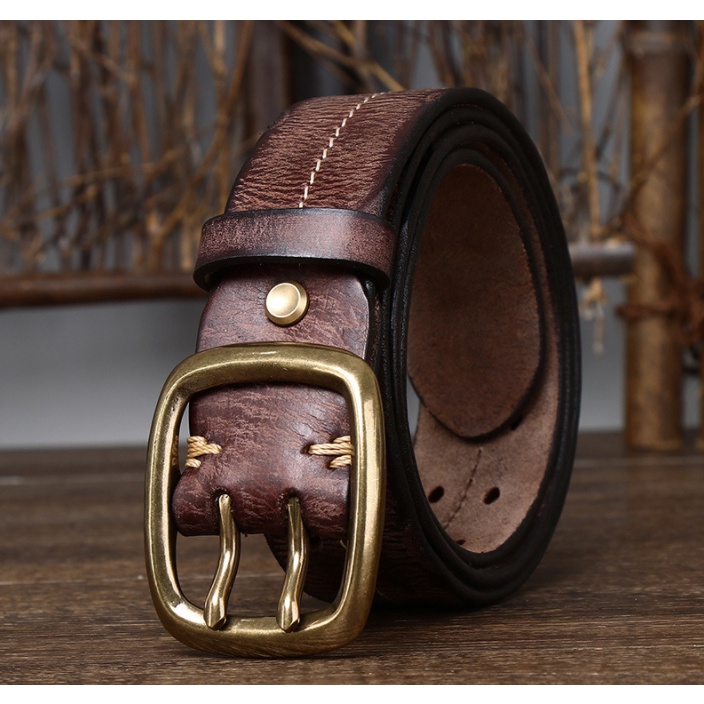 Thắt lưng da 2 kim Retro ( 4mm)_dã ngoại_du lịch