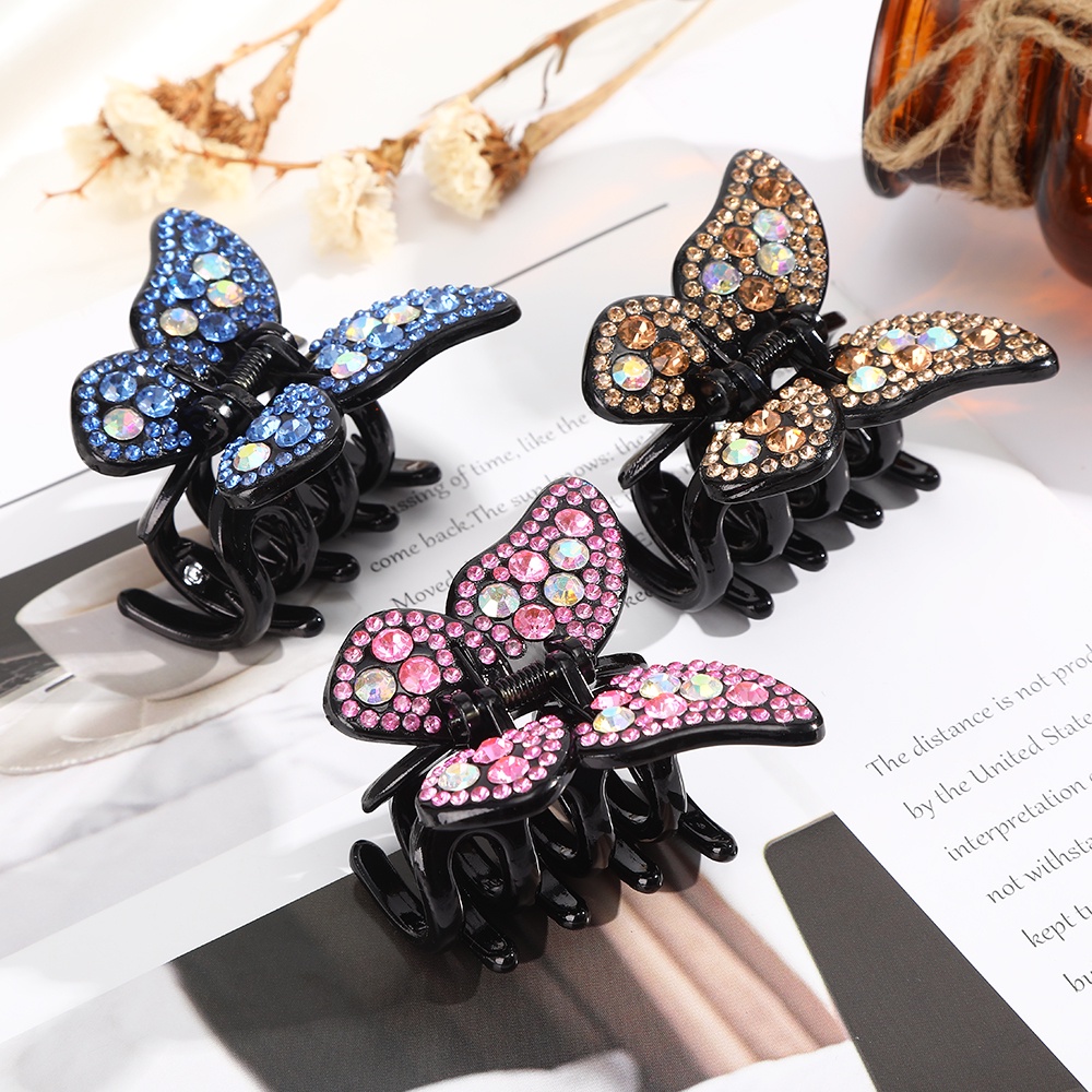 Haimeikang Kẹp tóc hình bướm đính đá thời trang