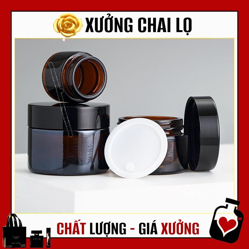 Hủ Đựng Kem ❤ TOP GIÁ RẺ ❤ Hũ Chiết Kem Thủy Tinh Nâu 20g - chai lọ chiết mỹ phẩm , phụ kiện du lịch