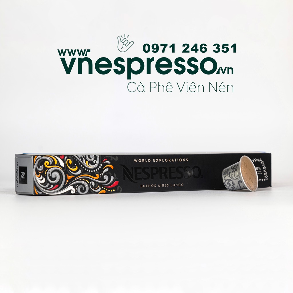 Viên nén cà phê Nespresso dòng LUNGO - Nespresso World Explorations - Định dạng dài - Hộp 10 viên