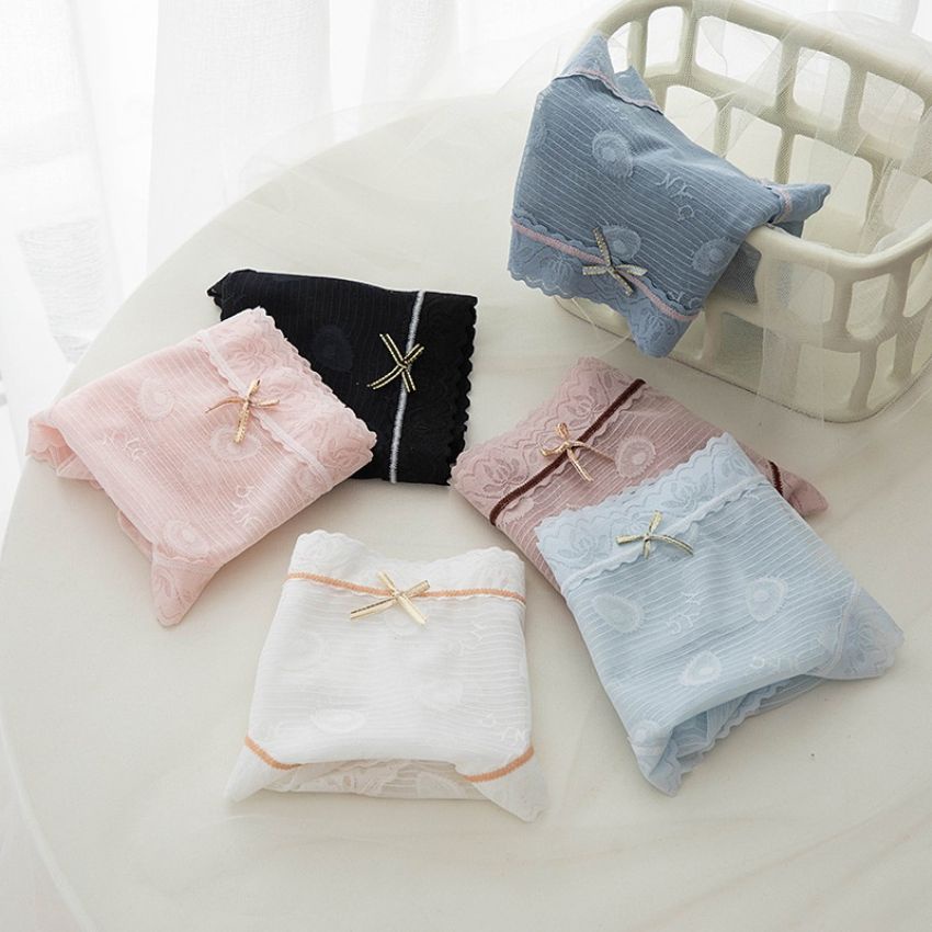Quần lót nữ dễ thương ren xuyên đấy quần chất cotton kháng khuẩn, quần chíp mỏng nhẹ ôm dáng Kingshop L1016