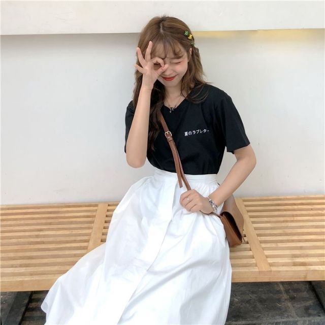 Chân váy midi trắng Hàn Quốc