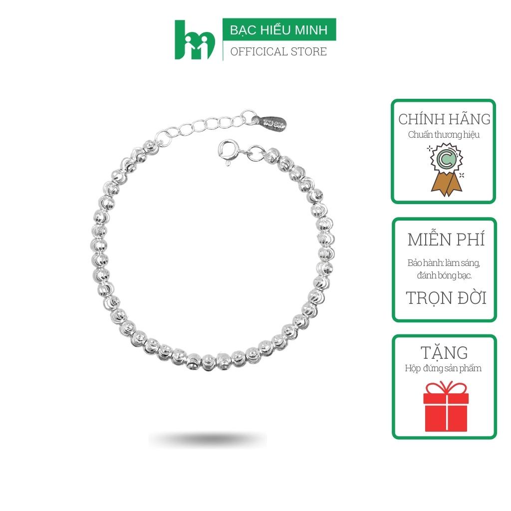 Vòng tay nữ BẠC HIỂU MINH LTU247 bạc 925 bi phay họa tiết bi tròn đơn giản nữ tính