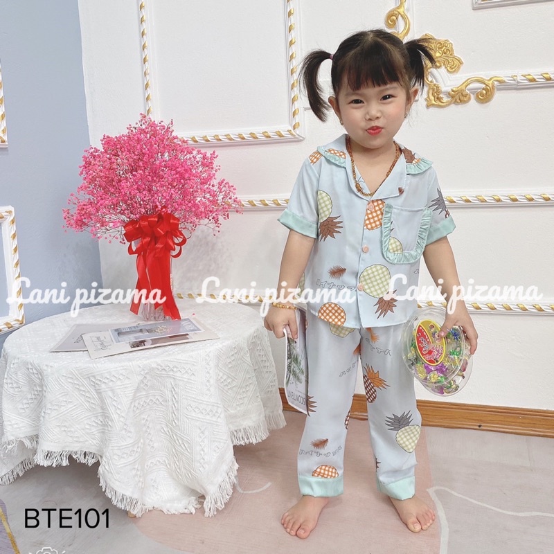 Bộ đồ ngủ cho bé gái áo cộc quần dài size 1 tuổi đến 14 tuổi , bộ lụa mango hoạ tiết xinh xắn mềm mát