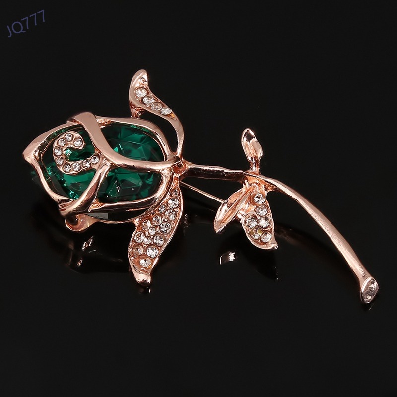 Ghim cài áo hình hoa hồng đính đá pha lê