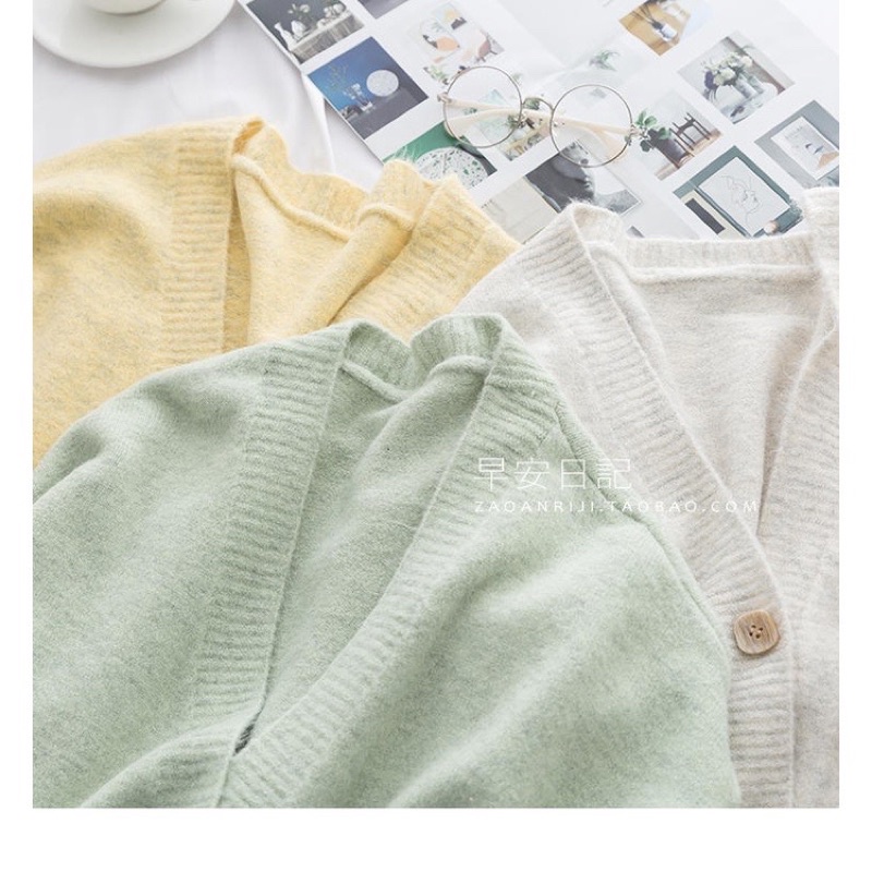 Áo khoác len cardigan màu pastel nhẹ nhàng