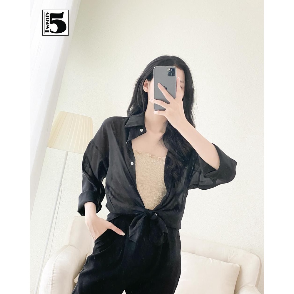 Áo sơ mi voan mỏng xuyên thấu khoác ngoài dáng rộng đi biển nhiều màu Twentyfive 4157