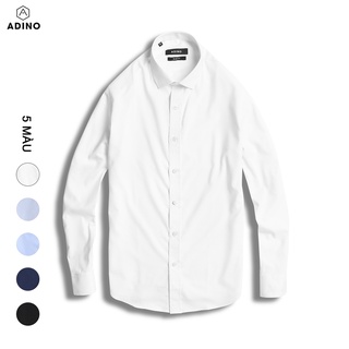 Áo sơ mi nam dài tay ADINO màu trắng vải sợi sồi modal mềm mịn thoáng mát dáng công sở slimfit trẻ trung S185