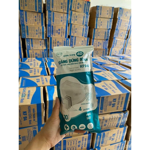 Khẩu trang KF94 Hoàng Dũng chất dày dặn