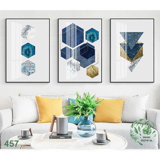 Bộ 3 tranh canvas treo tường trừu tượng - MS 457