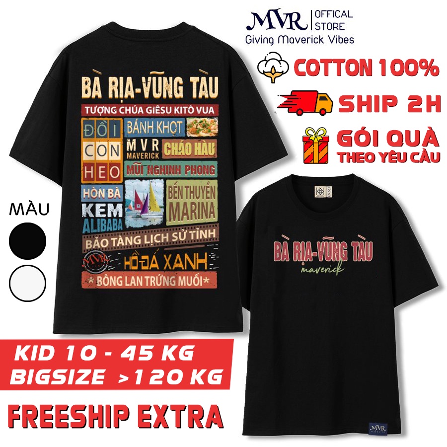 Áo thun Vũng Tàu - Tỉnh Bà Rịa in 2 mặt Unisex phông rộng tay lỡ cotton ao căp gia đình du lịch món ăn UNDER MVR BB4175