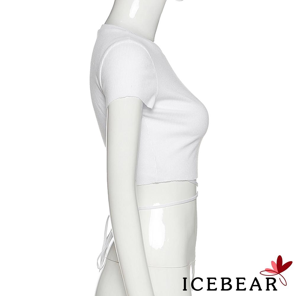 Áo Croptop Tay Ngắn Thiết Kế Quyến Rũ Cho Nữ