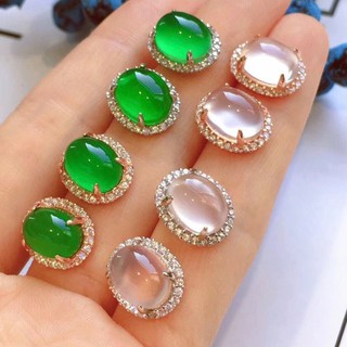 Bông Tai Mạ Bạc 925 Đính Đá Xanh Xinh Xắn Cho Nữ
